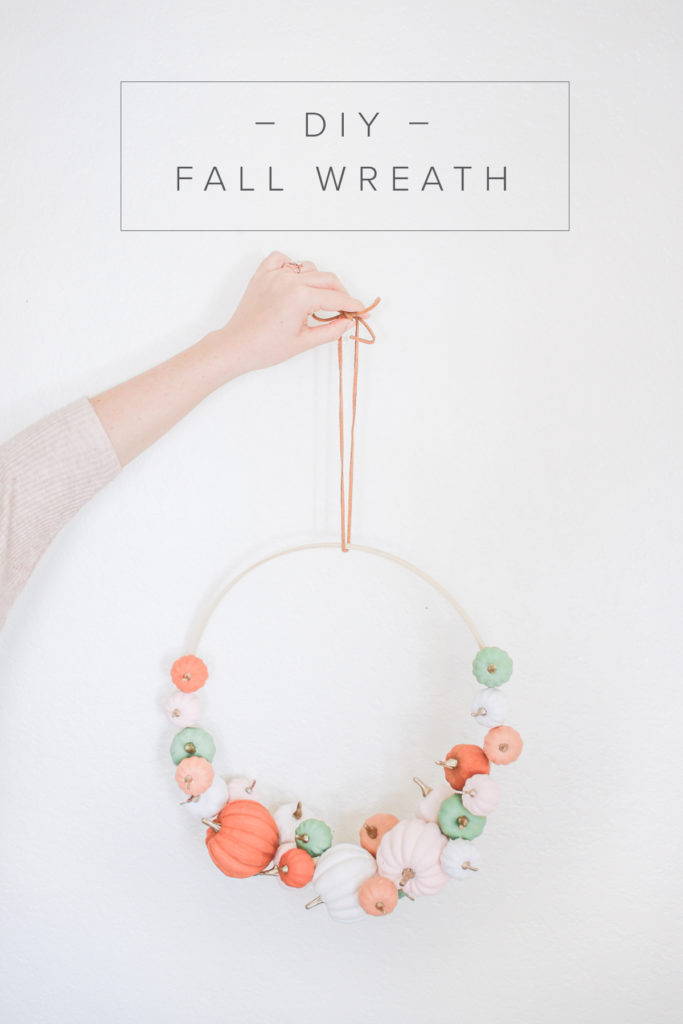 DIY Modern Pumpkin Hoop Wreath for Fall