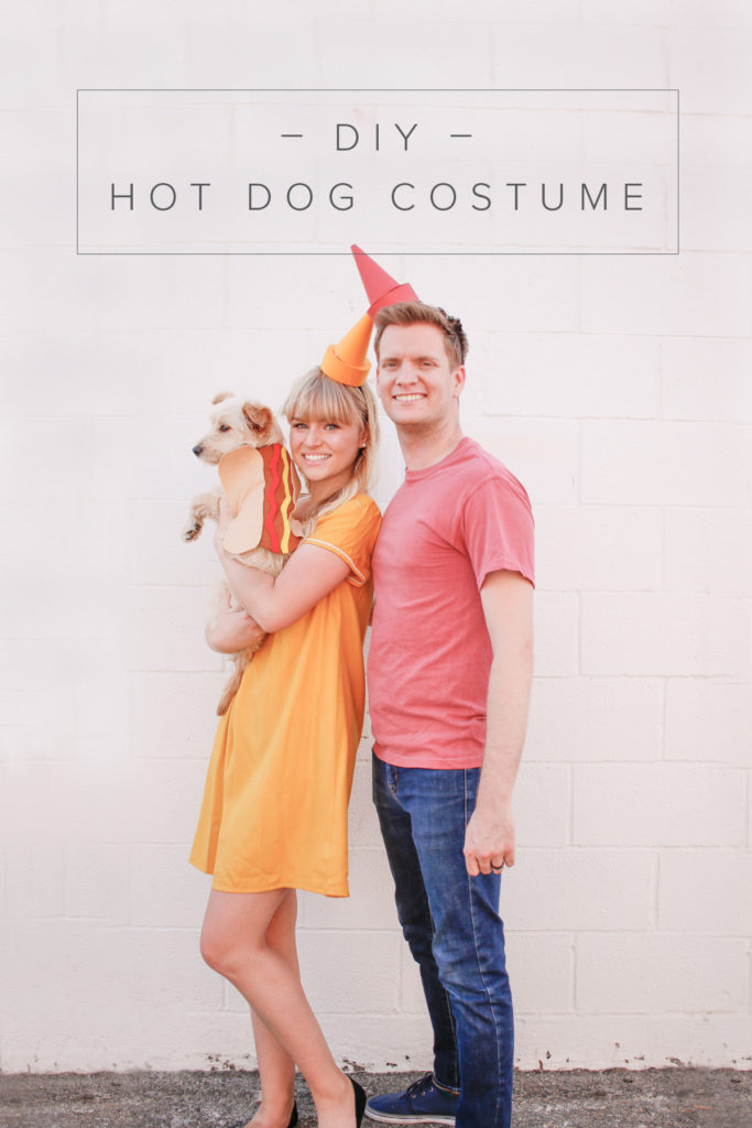 Easy DIY hotdog, ketchup, mustard family costume
