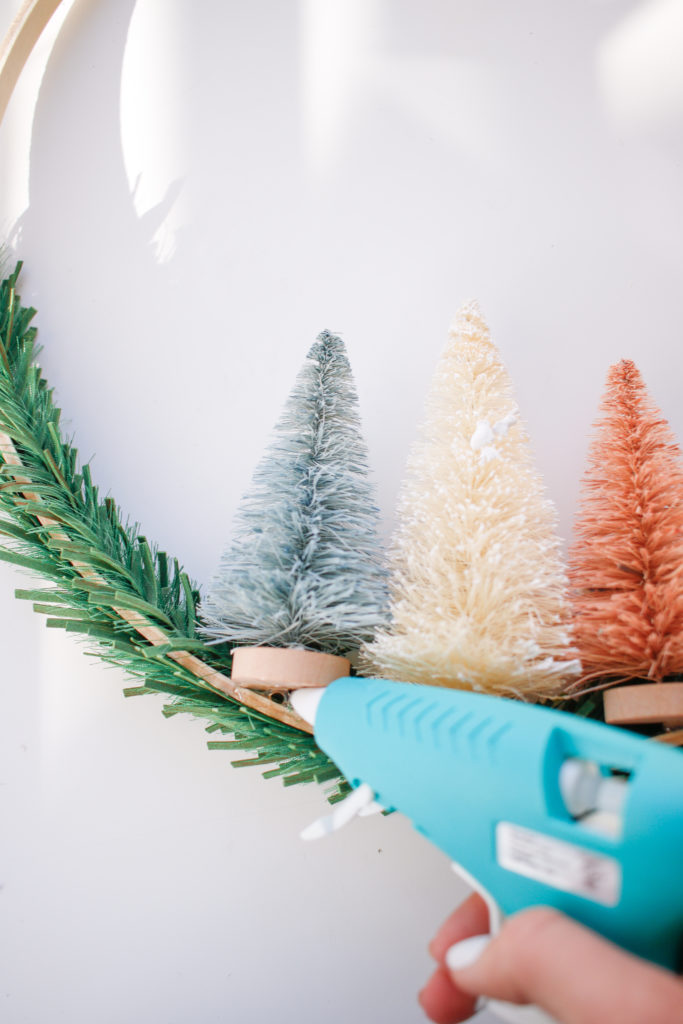Glue Bottle Brush Trees onto your wreath
