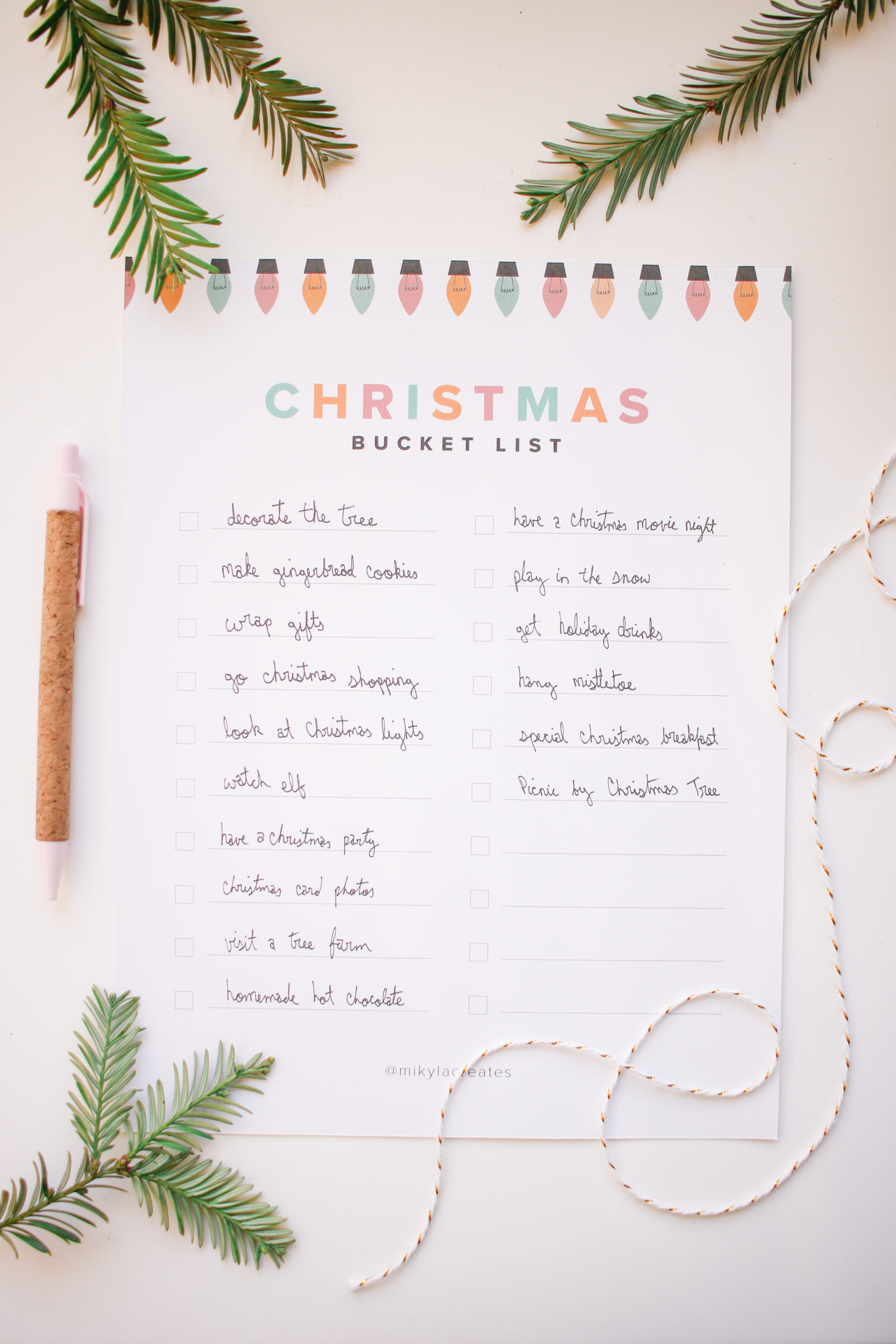 Christmas Bucket List Printable - mikyla