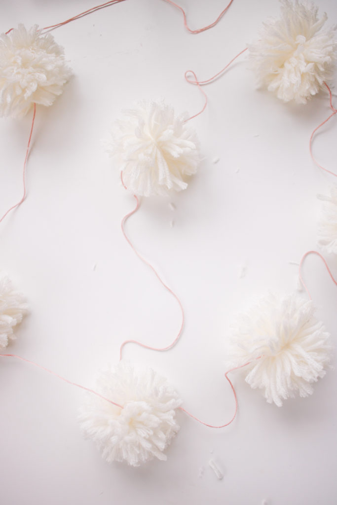 Simple and Easy DIY Snowball White Pom Pom Christmas Garland