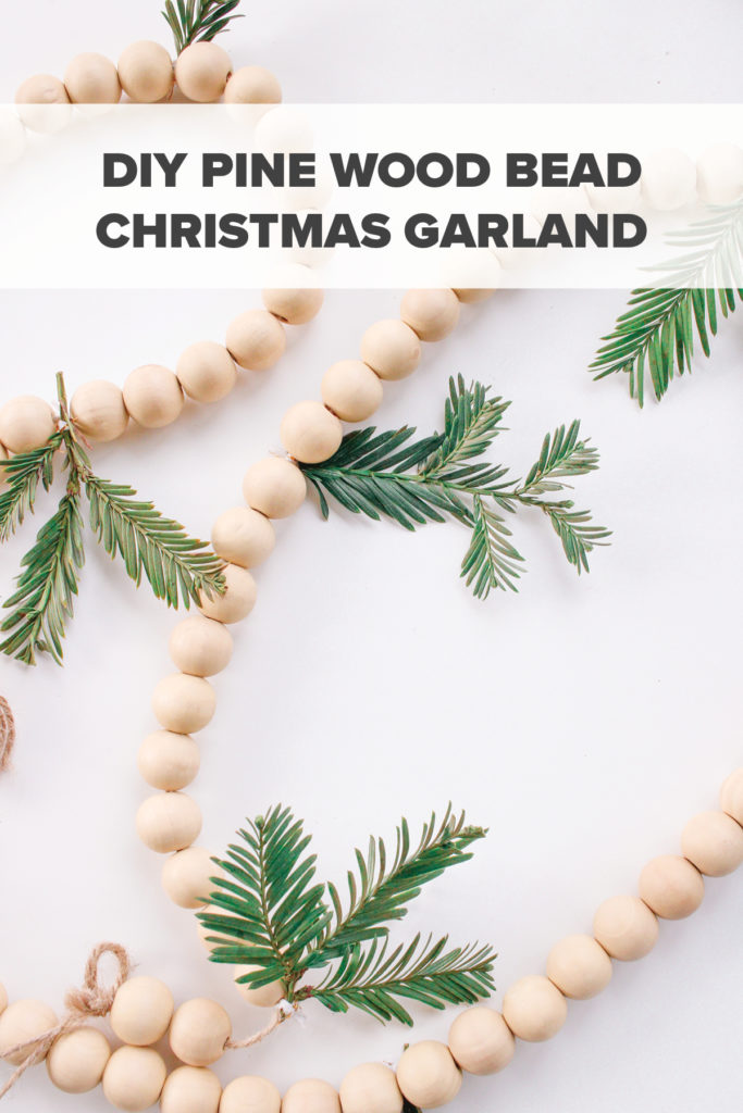 DIY pine evergreen wood bead garland