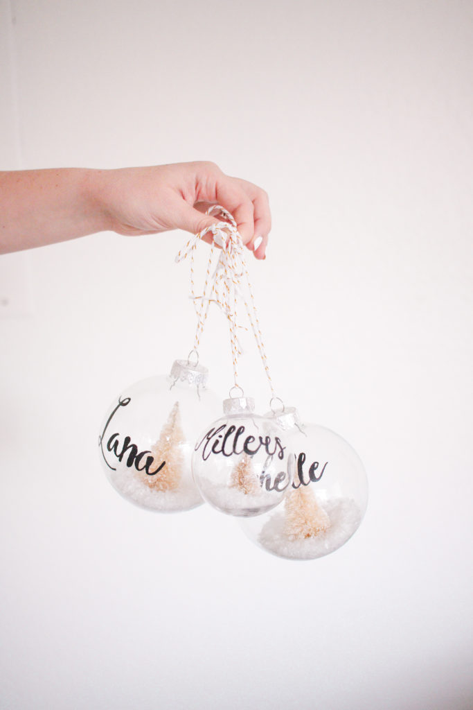 2 Easy DIY Christmas Ornaments  easy-diy-snow-globe-ornament-cursive-1