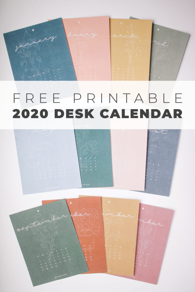 Free Printable 2020 Desk or Wall Calendar Design