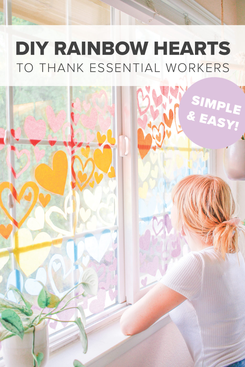 DIY Rainbow Hearts Window to Thank Essential Workers - mikyla