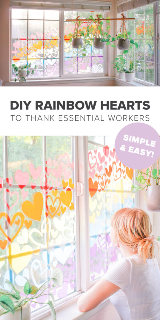 DIY Rainbow Window Hearts to Thank Essential Workers COVID19