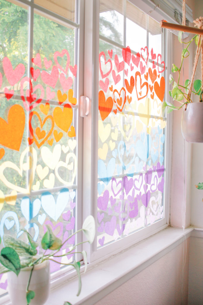 DIY Rainbow Window Hearts to Thank Essential Workers