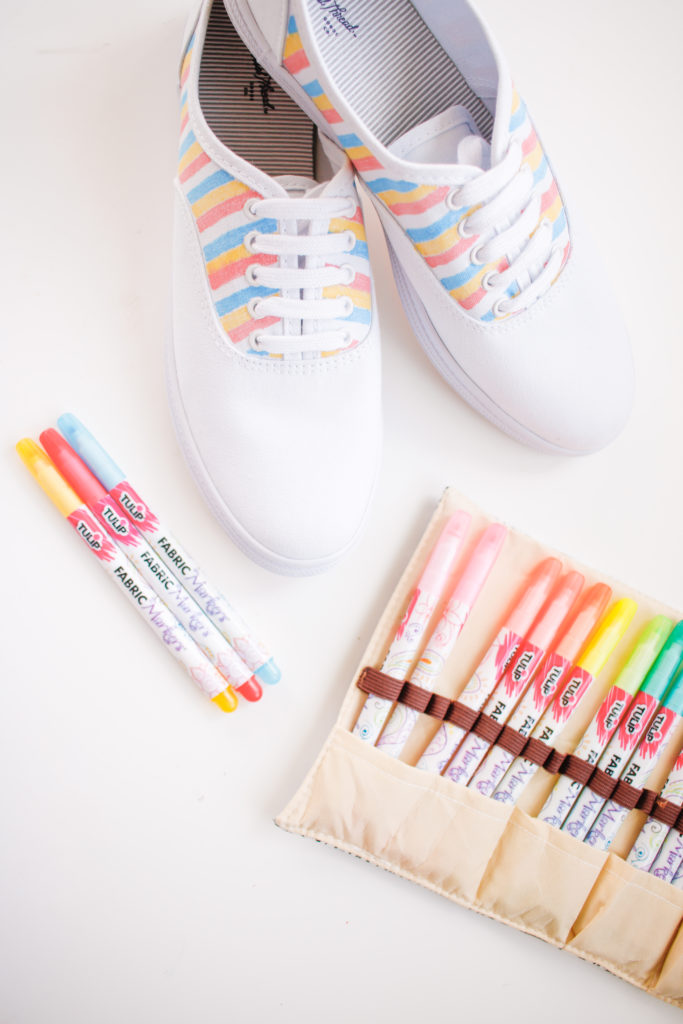 Easy DIY Friends Show Themed 90s Shoes with Fabric Markers