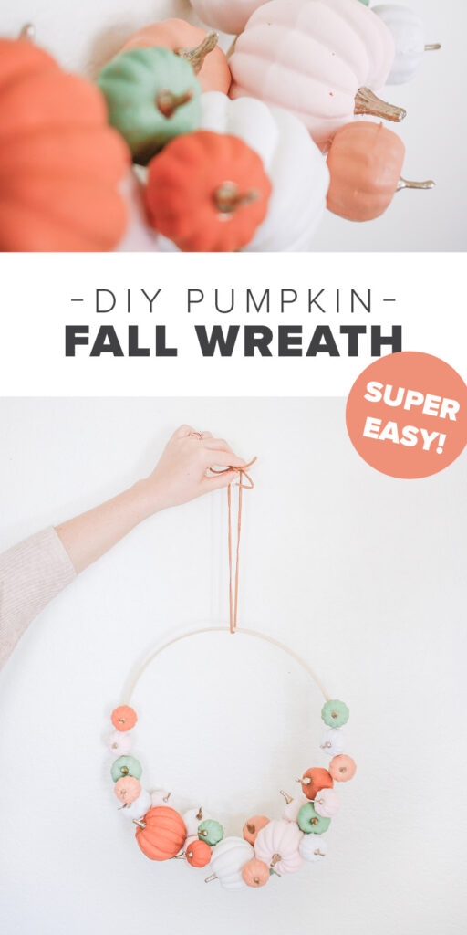 Easy DIY Modern Pumpkin Hoop Wreath for Fall Home Decor
