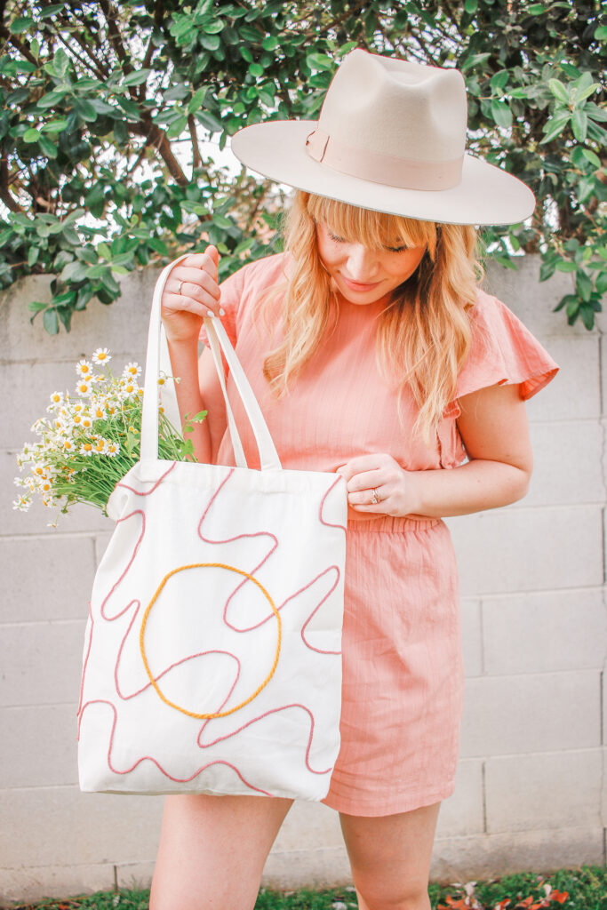 DIY New Sew Graphic Tote Bags - Embroidered Designs