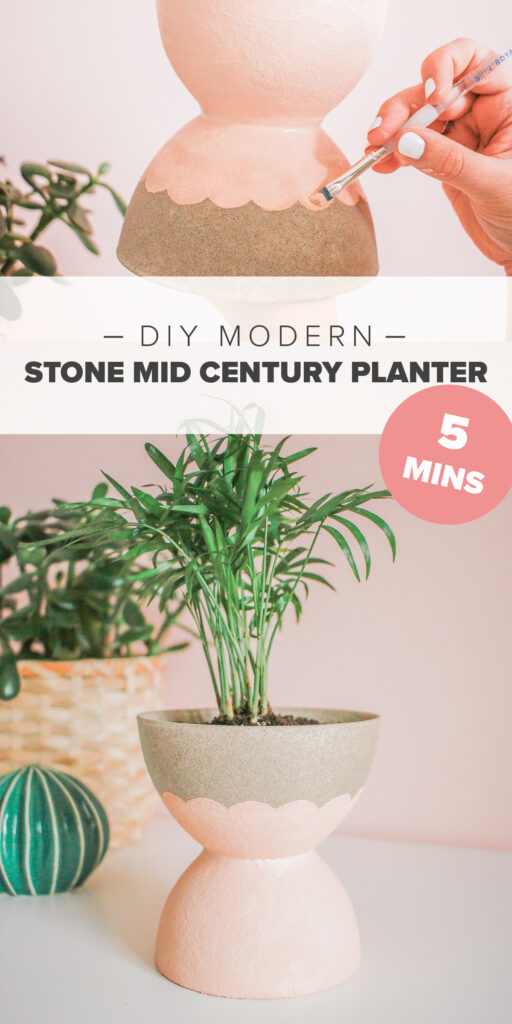 DIY Stone Mid Century Planter that is cheap AND easy! 