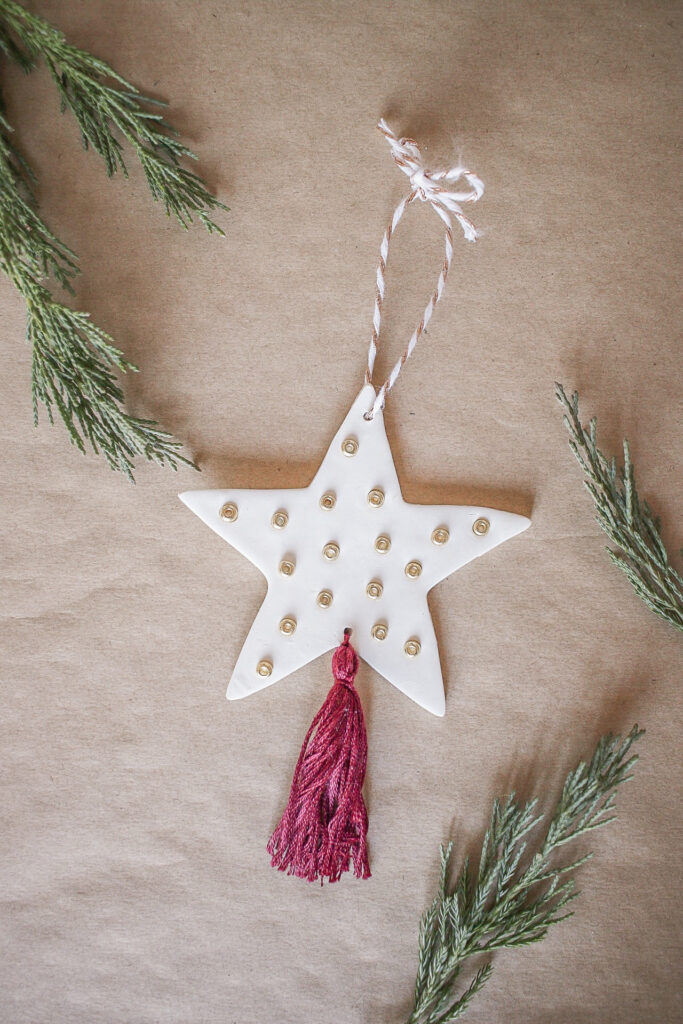 DIY Clay Star with Tassel Christmas Ornament