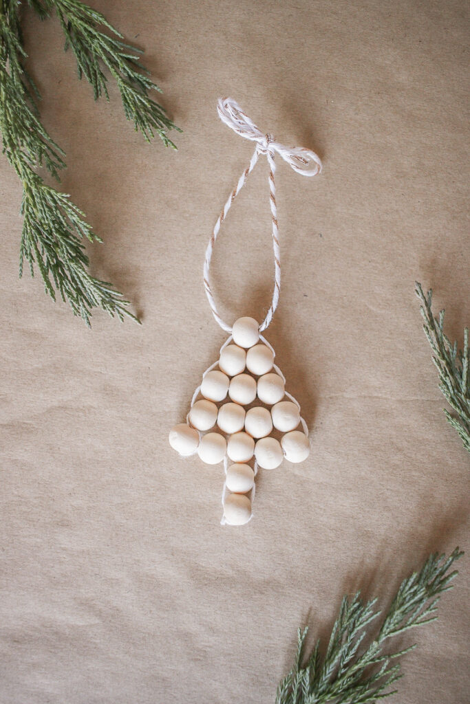 DIY Wood Bead Tree Christmas Ornament