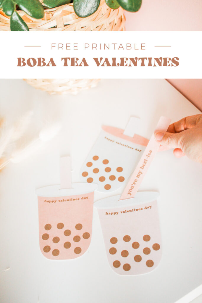 Free Printable Boba Tea Valentines
