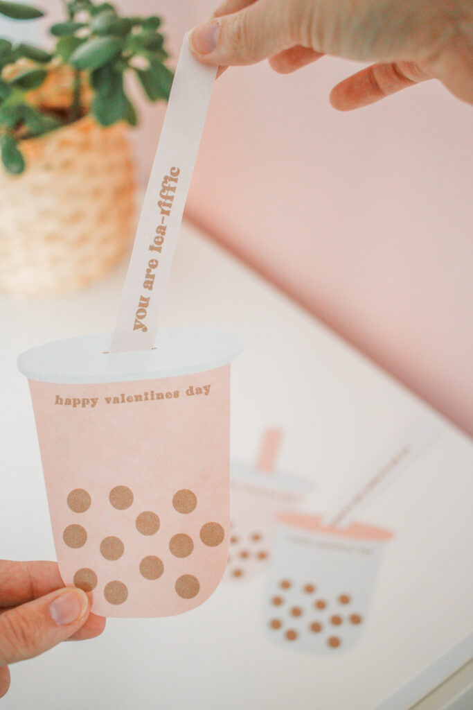Free Printable Boba Tea Valentines Day Cards for the Bubble Tea Lover