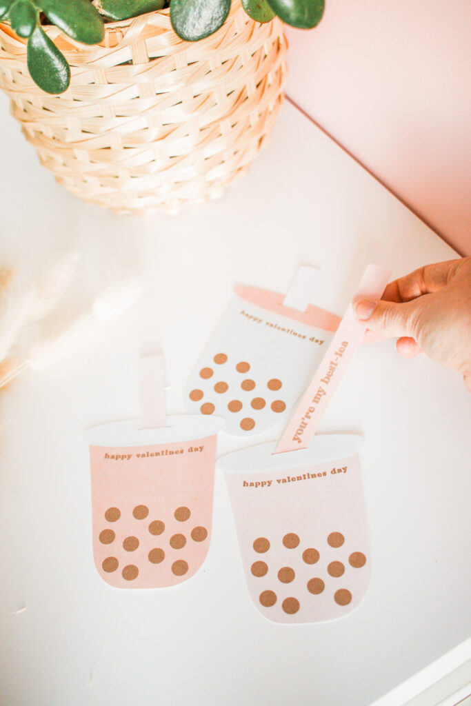 Free Printable Boba Tea Valentines Day Cards for the Bubble Tea Lover
