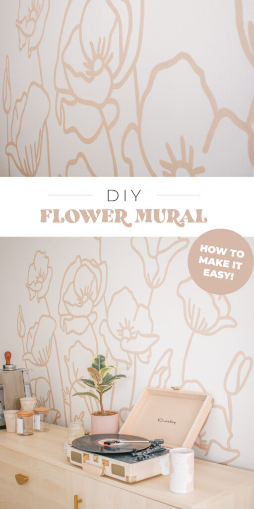 DIY Easy Flower Wall Mural for your home! It's the PERFECT cheap and easy wall art that makes a HUGE impact!