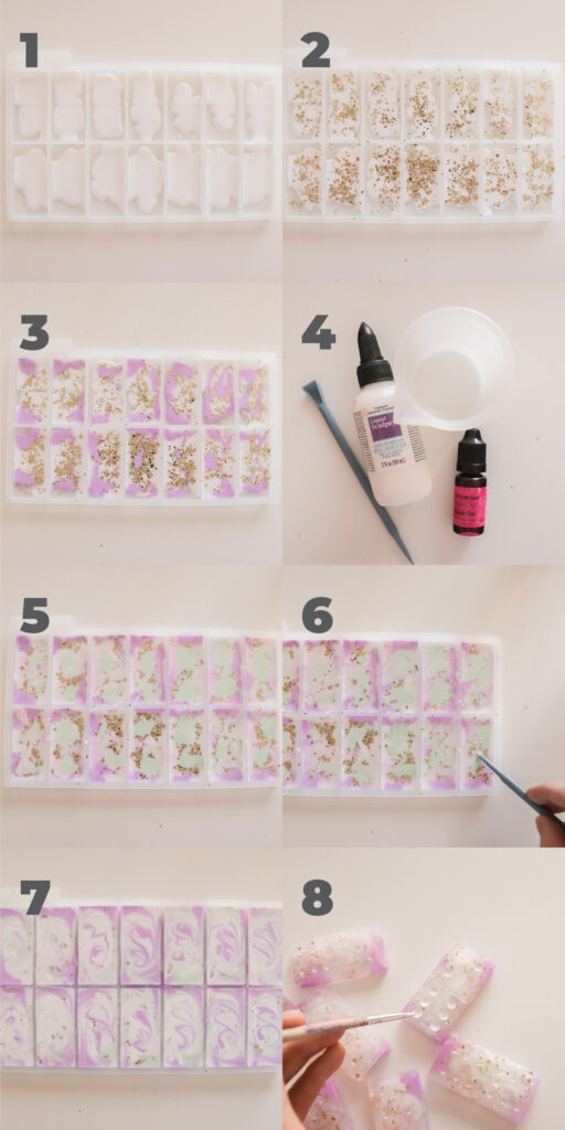 DIY Liquid Sculpey Dominos - Looks Like Resin! Add glitter, dried flowers or fabric to your DIY board game! Plus super easy!