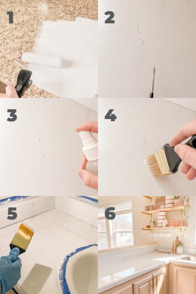 DIY Paint & Epoxy Marble Countertops for your kitchen and bathroom! Honest review and an easy tutorial on how to make a big change on a budget