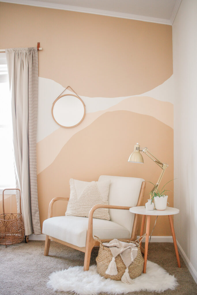 DIY Painted Accent Wall Mural - Abstract, boho, simple and easy! Make a statement with this accent wall mural tutorial! Perfect home decor!