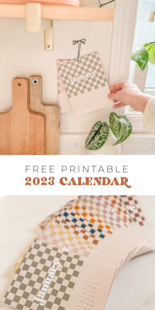 Free Printable 2023 Checkered Calendar that makes the perfect home decor in your office, at your desk or in your bedroom!