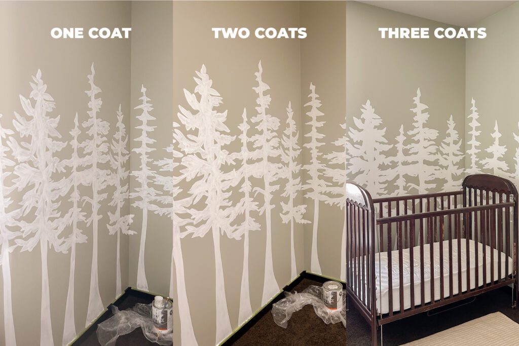 DIY Forest Mural With a Projector + a free downloadable mural design. The perfect affordable home decor project!