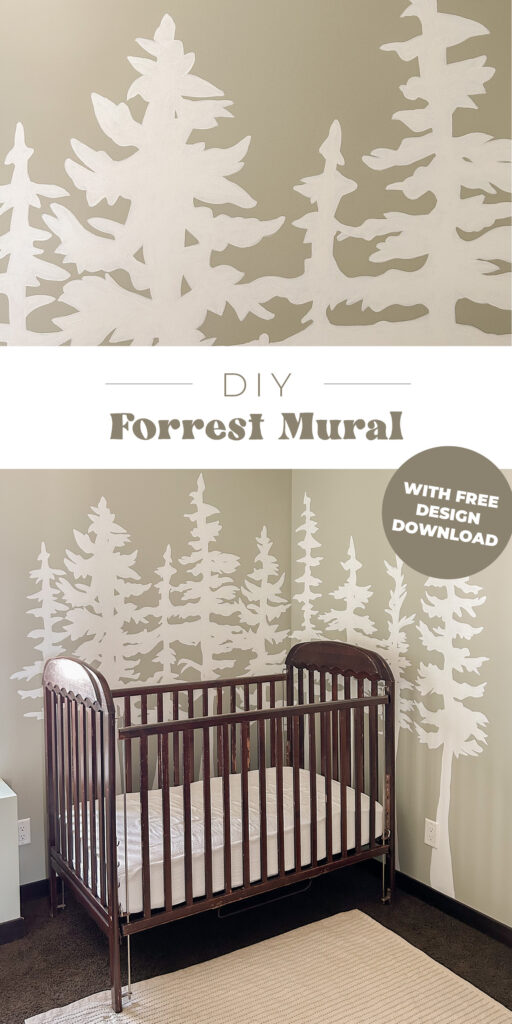 DIY Forest Mural With a Projector + a free downloadable mural design. The perfect affordable home decor project!
