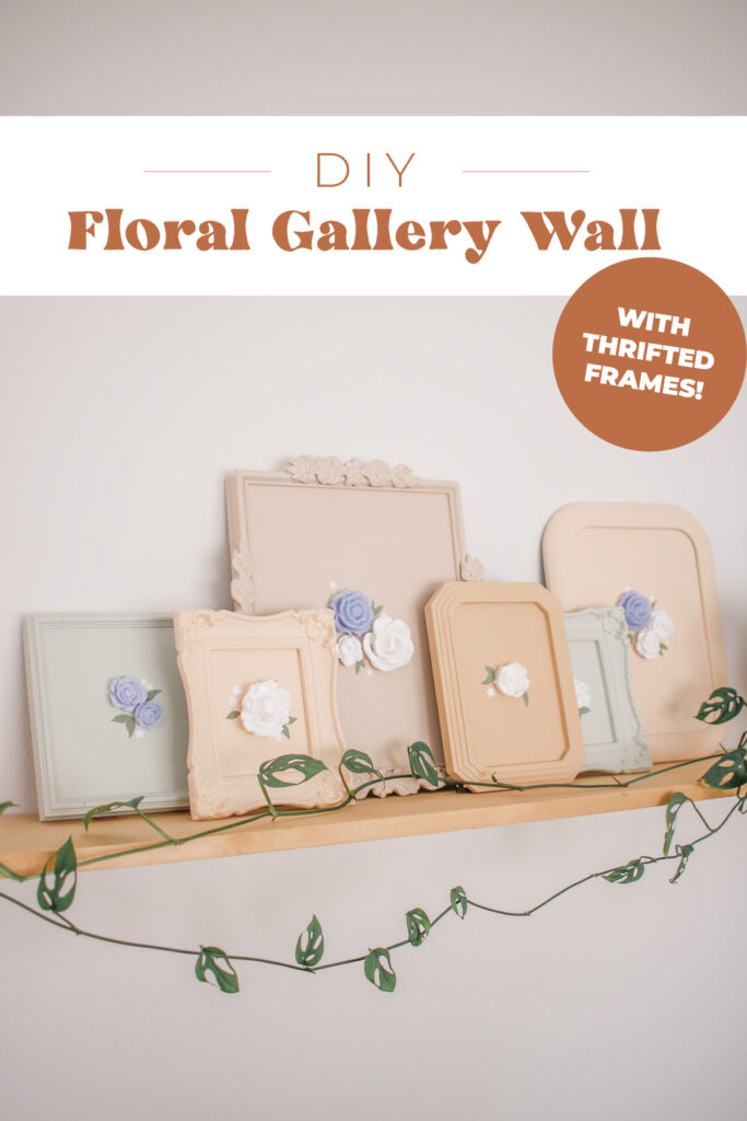 DIY Floral Gallery Wall made with thrift store frames and 3D flowers - it makes the perfect easy & cheap wall art decor!