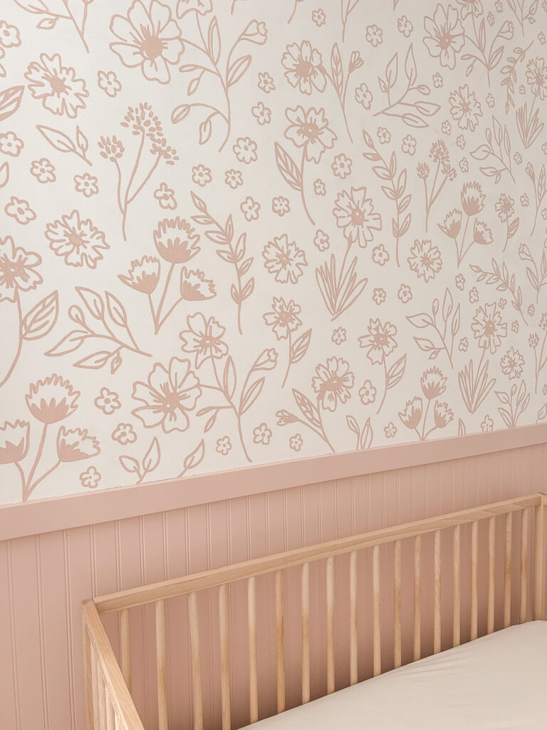 DIY Hand Painted Floral Wallpaper Tutorial for a baby girl nursery. Painted the easy way with a projector!