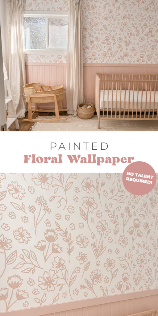 DIY Hand Painted Floral Wallpaper Tutorial for a baby girl nursery. Painted the easy way with a projector!